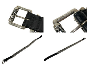 CHROME HEARTS クロムハーツ ローラーリンクベルト サイズ34 ケルティック 重量1318g .925刻印 ブラック レザー シルバー925 美品 中古 4c068641