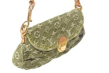 Load image into Gallery viewer, LouisVuitton ルイヴィトン ミニ プリーティ ハンドバッグ ワンショルダーバッグ M95217 グリーン ブラウン デニム 美品 中古 4c068653