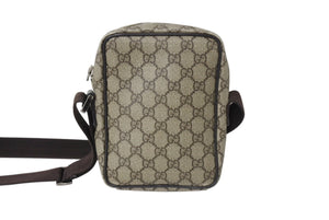 GUCCI グッチ ショルダーバッグ コンパクトバッグ GGキャンバス ベージュ レザー 122754 美品 中古 4c068666