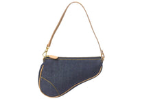Load image into Gallery viewer, Christian Dior クリスチャンディオール サドルポーチ ワンショルダーバッグ ブルー デニム PZ0901 ゴールド金具 美品 中古 4c068669