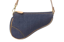 Load image into Gallery viewer, Christian Dior クリスチャンディオール サドルポーチ ワンショルダーバッグ ブルー デニム PZ0901 ゴールド金具 美品 中古 4c068669