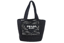 画像をギャラリービューアに読み込む, 極美品 PRADA プラダ スモール ラフィア トートバッグ バスケットバッグ かごバッグ ハンドバッグ 1BG444 ブラック 中古 4c068682 