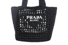画像をギャラリービューアに読み込む, 極美品 PRADA プラダ スモール ラフィア トートバッグ バスケットバッグ かごバッグ ハンドバッグ 1BG444 ブラック 中古 4c068682 