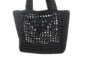 極美品 PRADA プラダ スモール ラフィア トートバッグ バスケットバッグ かごバッグ ハンドバッグ 1BG444 ブラック 中古 4c068682 