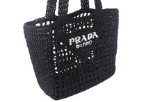 画像をギャラリービューアに読み込む, 極美品 PRADA プラダ スモール ラフィア トートバッグ バスケットバッグ かごバッグ ハンドバッグ 1BG444 ブラック 中古 4c068682 