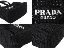 画像をギャラリービューアに読み込む, 極美品 PRADA プラダ スモール ラフィア トートバッグ バスケットバッグ かごバッグ ハンドバッグ 1BG444 ブラック 中古 4c068682 