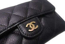 Load image into Gallery viewer, CHANEL シャネル カードケース AP0214 ココマーク フラップ キャビアスキン ブラック ゴールド金具 31番台 美品 中古 4c068700