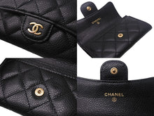 Load image into Gallery viewer, CHANEL シャネル カードケース AP0214 ココマーク フラップ キャビアスキン ブラック ゴールド金具 31番台 美品 中古 4c068700