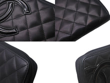 Load image into Gallery viewer, CHANEL シャネル カンボンライン 長財布 ラウンドファスナー 長財布 A50078 16番台 レザー ブラック ピンク 美品 中古 4c068718