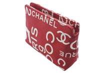 Load image into Gallery viewer, CHANEL シャネル ポーチ バイシーライン 7番台 レッド ホワイト 小物入れ キャンバス シルバー金具 美品 中古 4c068740