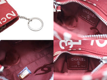 Load image into Gallery viewer, CHANEL シャネル ポーチ バイシーライン 7番台 レッド ホワイト 小物入れ キャンバス シルバー金具 美品 中古 4c068740