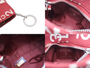 CHANEL シャネル ポーチ バイシーライン 7番台 レッド ホワイト 小物入れ キャンバス シルバー金具 美品 中古 4c068740