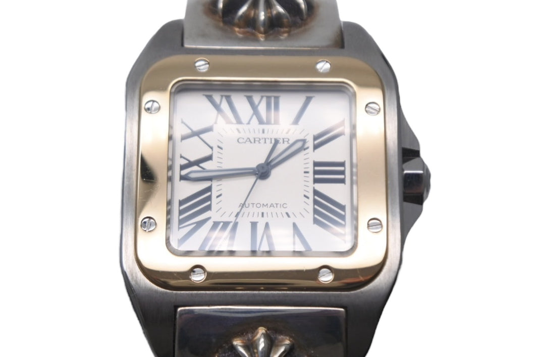 極美品 CHROME HEARTS クロムハーツ カスタムオーダー カルティエ サントス100 LM W200728G コンビ 中古 4c068742ch