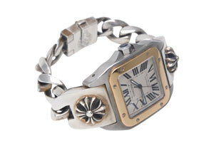 極美品 CHROME HEARTS クロムハーツ カスタムオーダー カルティエ サントス100 LM W200728G コンビ 中古 4c068742ch