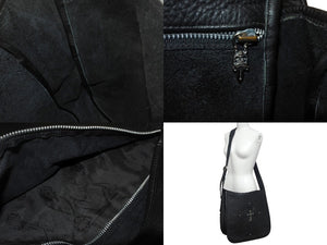 極美品 CHROME HEARTS クロムハーツ ショルダーバッグ セメタリークロスパッチ メールバック レザー 中古 4c068743