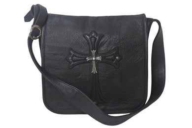 極美品 CHROME HEARTS クロムハーツ ショルダーバッグ セメタリークロスパッチ メールバック レザー 中古 4c068743