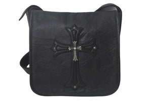 極美品 CHROME HEARTS クロムハーツ ショルダーバッグ セメタリークロスパッチ メールバック レザー 中古 4c068743