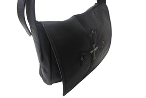 極美品 CHROME HEARTS クロムハーツ ショルダーバッグ セメタリークロスパッチ メールバック レザー 中古 4c068743