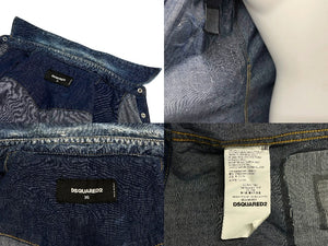 DSQUARED2 ディースクエアード 長袖シャツ ダンガリーシャツ ダメージ加工 18SS ブルー マルチカラー サイズ36 美品 中古 4c068747