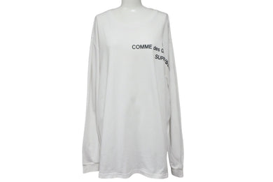 Supreme シュプリーム コムデギャルソンシャツ コムデギャルソンシャツ 長袖Ｔシャツ サイズL 15AW ホワイト ブラック コットン 良品 中古 4c068749 