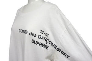Supreme シュプリーム コムデギャルソンシャツ コムデギャルソンシャツ 長袖Ｔシャツ サイズL 15AW ホワイト ブラック コットン 良品 中古 4c068749 