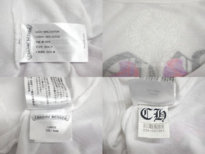 CHROME HEARTS クロムハーツ ダガーアイチャート 長袖Ｔシャツ サイズL フローラルクロス プリント ホワイト コットン 美品 中古 4c068751
