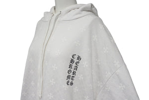 CHROME HEARTS クロムハーツ CHプラス パーカー サイズL 総柄 ホースシュー プリント ホワイト ブラック コットン 美品 中古 4c068754