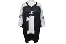 画像をギャラリービューアに読み込む, WWE フットボールシャツザロック プロレス XL ブラック ホワイト コットン 美品 中古 4c068764