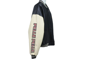 PELLE PELLE ペレペレ オールレザースタジャン ジップアップ ブラック クリーム ワッペン サイズXL 美品 中古 4c068766