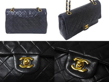 Load image into Gallery viewer, CHANEL シャネル マトラッセ25 Wフラップ Wチェーンショルダーバッグ ココマーク 1番台 ラムスキン ブラック ゴールド 美品 中古 4c068774