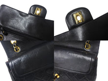 Load image into Gallery viewer, CHANEL シャネル マトラッセ25 Wフラップ Wチェーンショルダーバッグ ココマーク 1番台 ラムスキン ブラック ゴールド 美品 中古 4c068774