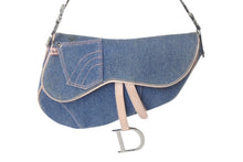 Load image into Gallery viewer, CHRISTIAN DIOR クリスチャンディオール サドルバッグ ワンショルダーバッグ ガリアーノ期 デニム ピンク 美品 中古 4c068805