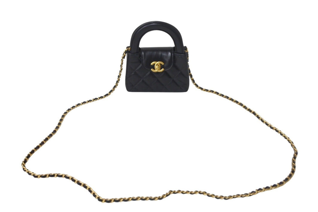 新品同様 CHANEL シャネル ココマークミニチェーンクラッチ ショルダーバッグ AP3435 エイジドカーフ ブラック ゴールド 中古 4c068820