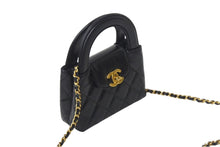 Load image into Gallery viewer, 新品同様 CHANEL シャネル ココマークミニチェーンクラッチ ショルダーバッグ AP3435 エイジドカーフ ブラック ゴールド 中古 4c068820