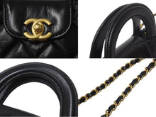 Load image into Gallery viewer, 新品同様 CHANEL シャネル ココマークミニチェーンクラッチ ショルダーバッグ AP3435 エイジドカーフ ブラック ゴールド 中古 4c068820