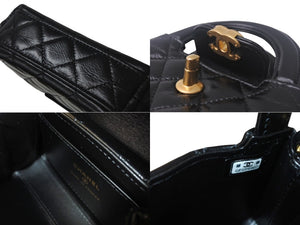 新品同様 CHANEL シャネル ココマークミニチェーンクラッチ ショルダーバッグ AP3435 エイジドカーフ ブラック ゴールド 中古 4c068820