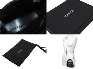 新品同様 CHANEL シャネル ココマークミニチェーンクラッチ ショルダーバッグ AP3435 エイジドカーフ ブラック ゴールド 中古 4c068820