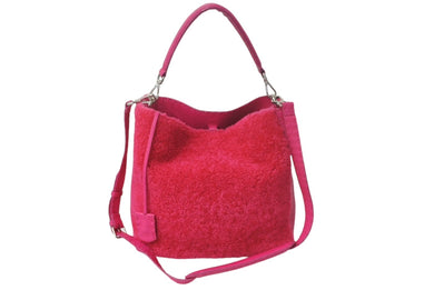 FENDI フェンディ ムートン 2WAYショルダーバッグ ハンドバッグ イタリア製 レザー ピンク シルバー金具 美品 中古 4c068868 