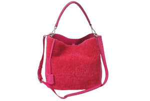 FENDI フェンディ ムートン 2WAYショルダーバッグ ハンドバッグ イタリア製 レザー ピンク シルバー金具 美品 中古 4c068868 