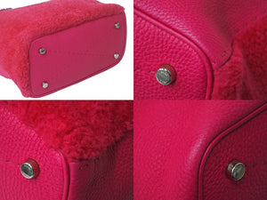 FENDI フェンディ ムートン 2WAYショルダーバッグ ハンドバッグ イタリア製 レザー ピンク シルバー金具 美品 中古 4c068868 