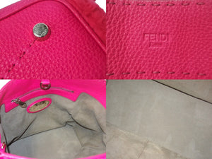 FENDI フェンディ ムートン 2WAYショルダーバッグ ハンドバッグ イタリア製 レザー ピンク シルバー金具 美品 中古 4c068868 