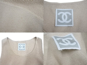 CHANEL シャネル ニットベスト ワンピース トップス ココマーク ロゴ コットン ベージュ 美品 中古 4c068874
