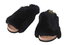 Load image into Gallery viewer, CELINE セリーヌ サンダル サイズ35 ファー ブラック ピンク レザー バイカラー シューズ 靴 良品 中古 4c068894