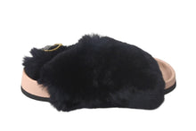 Load image into Gallery viewer, CELINE セリーヌ サンダル サイズ35 ファー ブラック ピンク レザー バイカラー シューズ 靴 良品 中古 4c068894