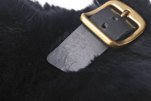 CELINE セリーヌ サンダル サイズ35 ファー ブラック ピンク レザー バイカラー シューズ 靴 良品 中古 4c068894
