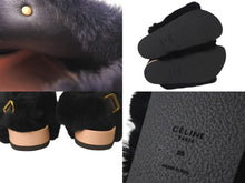 Load image into Gallery viewer, CELINE セリーヌ サンダル サイズ35 ファー ブラック ピンク レザー バイカラー シューズ 靴 良品 中古 4c068894