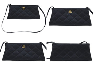 極美品 CHANEL シャネル マトラッセ サテン ショルダーバッグ 6番台 ブラック ココマーク ロゴ 鞄 ゴールド金具 中古 4c068921