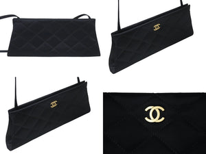 極美品 CHANEL シャネル マトラッセ サテン ショルダーバッグ 6番台 ブラック ココマーク ロゴ 鞄 ゴールド金具 中古 4c068921