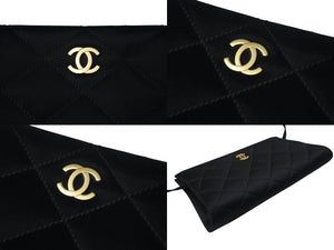 極美品 CHANEL シャネル マトラッセ サテン ショルダーバッグ 6番台 ブラック ココマーク ロゴ 鞄 ゴールド金具 中古 4c068921
