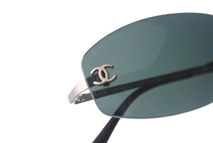 CHANEL シャネル サングラス メガネ アイウェア ココマーク イタリア製 メタル ブラック シルバー サイズ54□19 美品 中古 4c068924